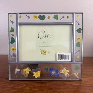 Carr Pressed Flower Glass Picture Frame 3.5x5 Burnes of Boston Botanical VTG
